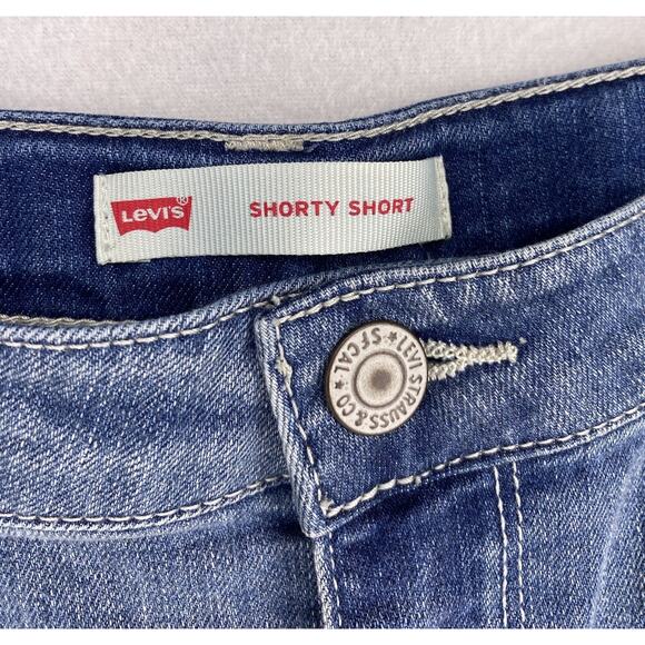Levi's Denim Shorty Shorts Juniors Size 16 1/2 Pockets Adjustable NWT - Picture 3 of 7